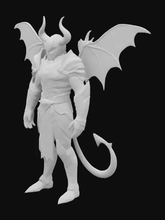 3D model for Warframe inspired Name: Red Devil by Man Utd’s nickname)
Theme: Football Warrior
Colors: Red, black, gold
Look: Demonic knight armor with sharp edges, glowing fiery cracks, and a devil-horned helmet.
full body