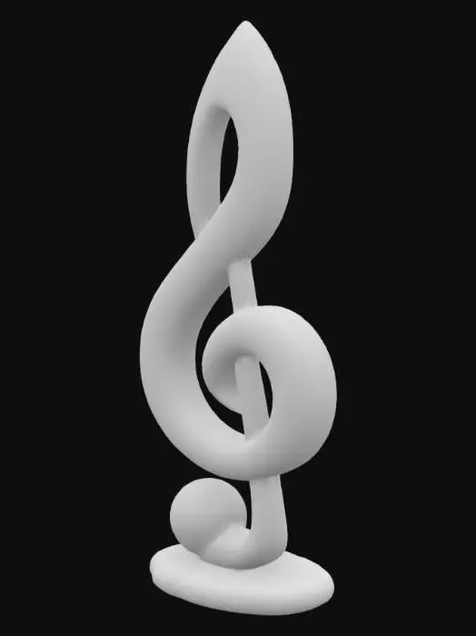 3D model for
Music Note Sculpture: " treble clef sculpture, glossy gold material, stylized style, glowing softly, with JETLAS craved in it