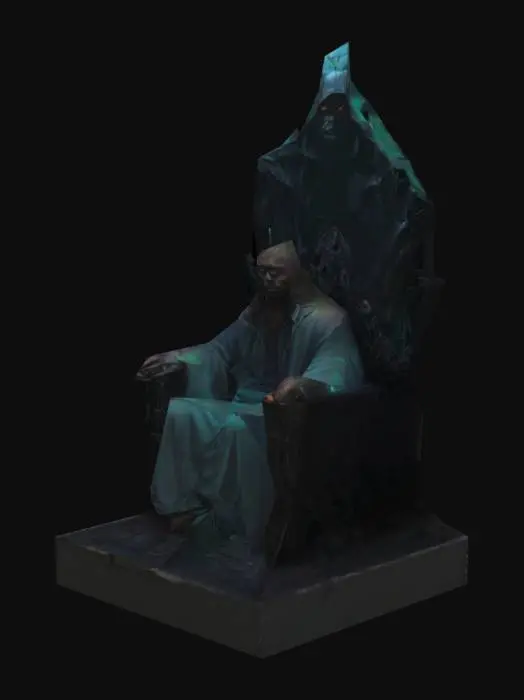 3D model for 
A lone figure in a cracked throne room lit only by moonlight and rage”

“Abstract soul-funk city with alley jazz spirits and neon grief”

“Street-level prophet with scars and old eyes, backlit by a fire escape


