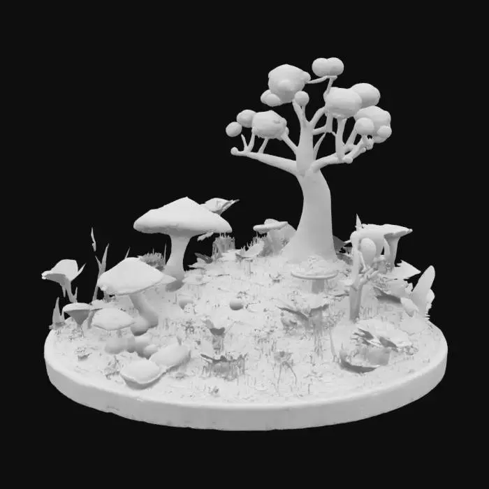 3D model for Fantasy Garden:
A magical garden with glowing mushrooms, fantasy flowers, and otherworldly plants.
Add elements like fairies, mystical creatures, or enchanted trees.