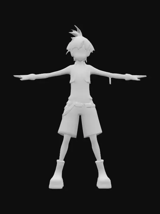 3D model for riku from kingdom hearts. T-pose
