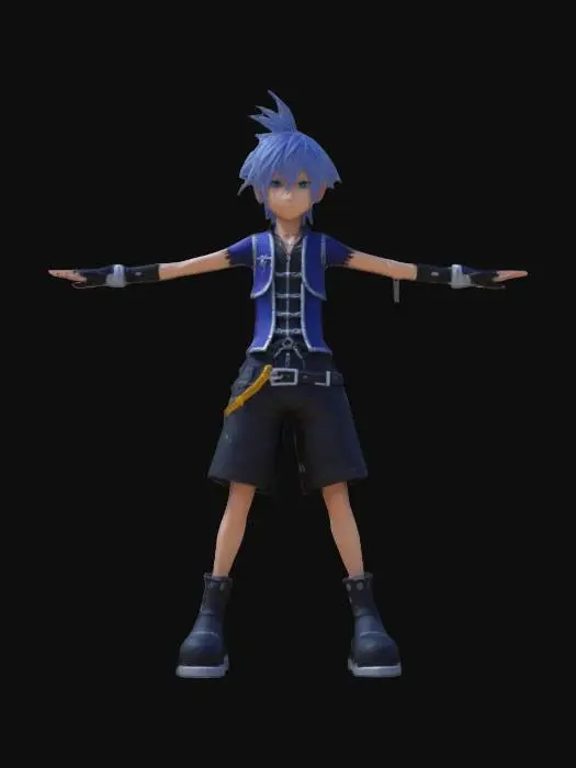 3D model for riku from kingdom hearts. T-pose
