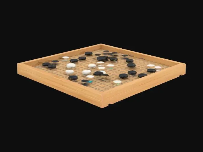 3D model for 围棋棋盘 残局 有一些棋子