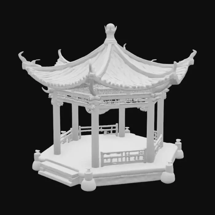 3D model for 中式古代四角亭子