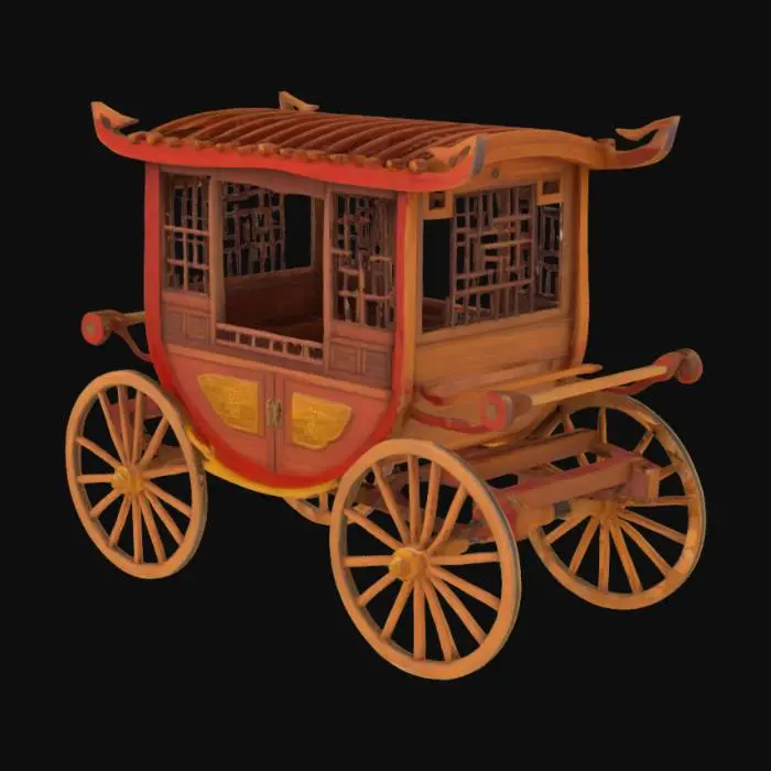 3D model for 中式马车 木制 简单