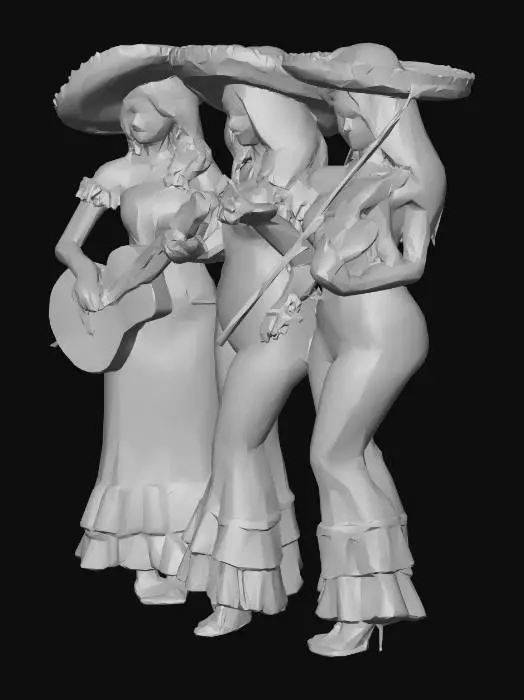 3D model for a voluptuous female mariachi band