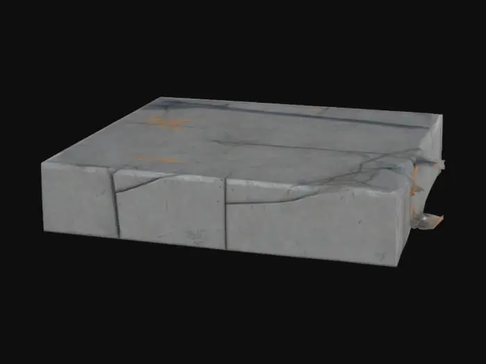 3D model for Large concrete slab broken low poly simple, ps1 style, grafitti , dystopian