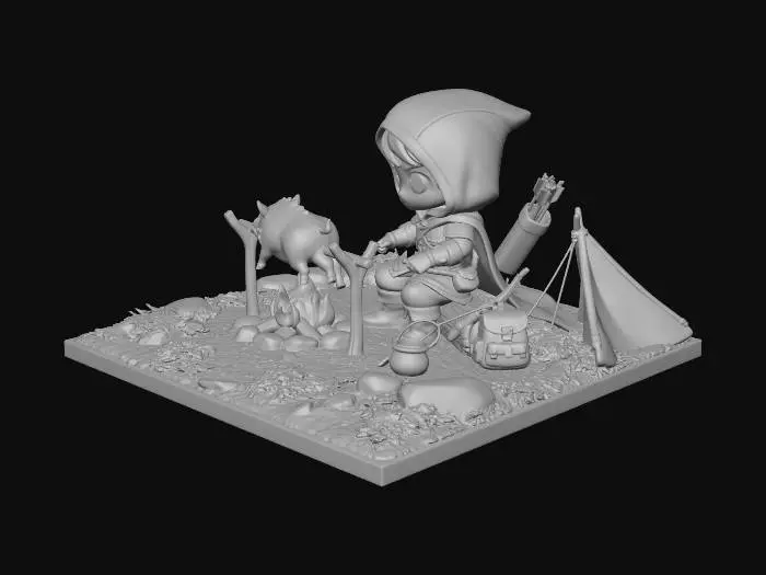 3D model for Hooded Ranger by the Campfire