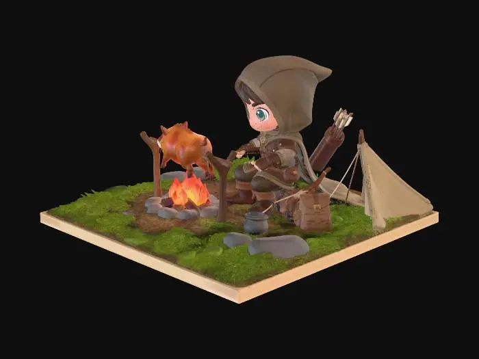 3D model for Hooded Ranger by the Campfire