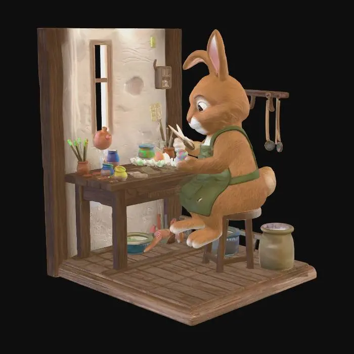 3D model for Bunny at the Pottery Bench, #EasterEgg2026#