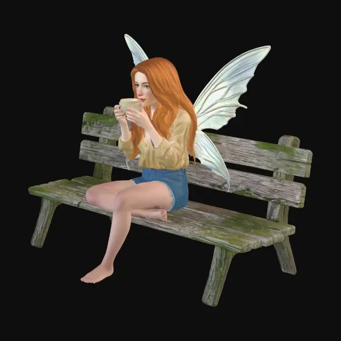 3D model for Sunlit Fairy on a Wildflower Bench