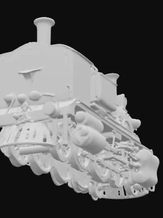3D model for A steam train engine with a rusty body