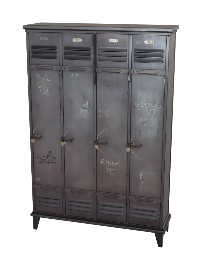 3D-модель Four Rusty Lockers - Industrial, згенерована ШІ