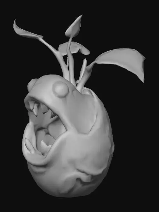 3D model for open mouth split jaw alien plant pot