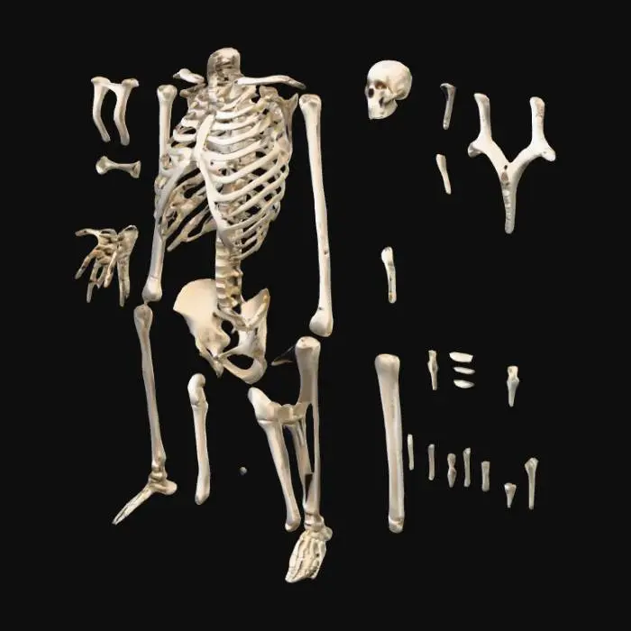 3D model for anatomy correct  skeleton pats of  animal part and Pices not connected fragments apart