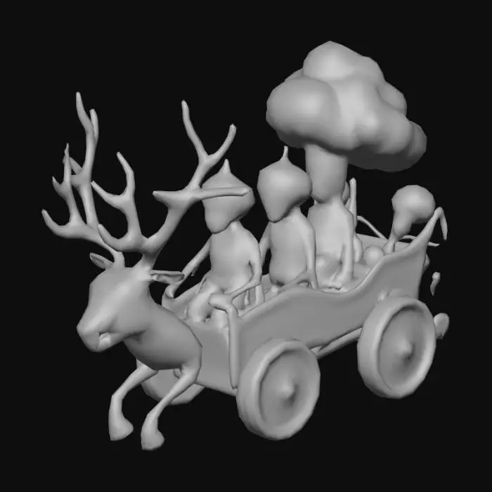 3D model for A spooky parade float featuring skeletons dressed up as forgotten or rejected holidays. These skeletal figures are over-the-top and marching proudly like a Día de los Muertos meets Macy’s Parade fever dream.

Examples:

A skeleton dressed as “National Broccoli Day,” wearing a giant broccoli crown.

“Shirtless Viking Appreciation Week” skeleton swinging a foam axe.

“Bring Your Pet Tarantula to Work Day” skeleton covered in fake spiders.

Design: Float is dragged by zombie reindeer with pumpkin helmets., #Halloween2025#