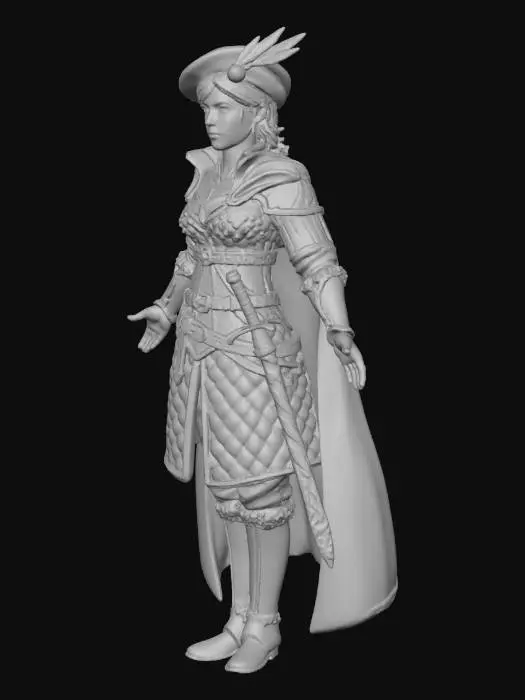 3D model for Female Mercenary Swordswman Duelist Pluderhose Thigh-High Boots