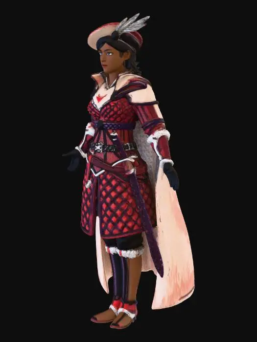 3D model for Female Mercenary Swordswman Duelist Pluderhose Thigh-High Boots