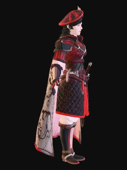 3D model for Female Mercenary Swordswman Duelist Pluderhose Thigh-High Boots