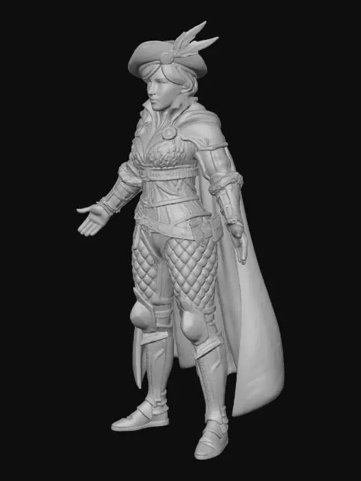 3D model for Female Mercenary Swordswman Duelist Pluderhose Thigh-High Boots