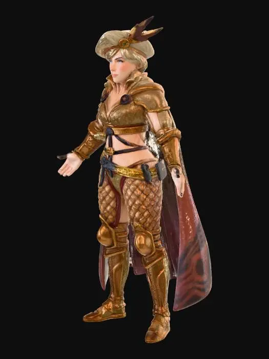 3D model for Female Mercenary Swordswman Duelist Pluderhose Thigh-High Boots