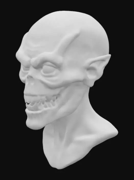 3D model for A very highly detailed and anatomaly correct scary monster head . it should be gross and darkish and shiny and highly detailed 