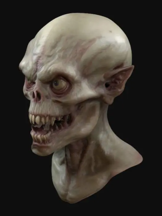 3D model for A very highly detailed and anatomaly correct scary monster head . it should be gross and darkish and shiny and highly detailed 