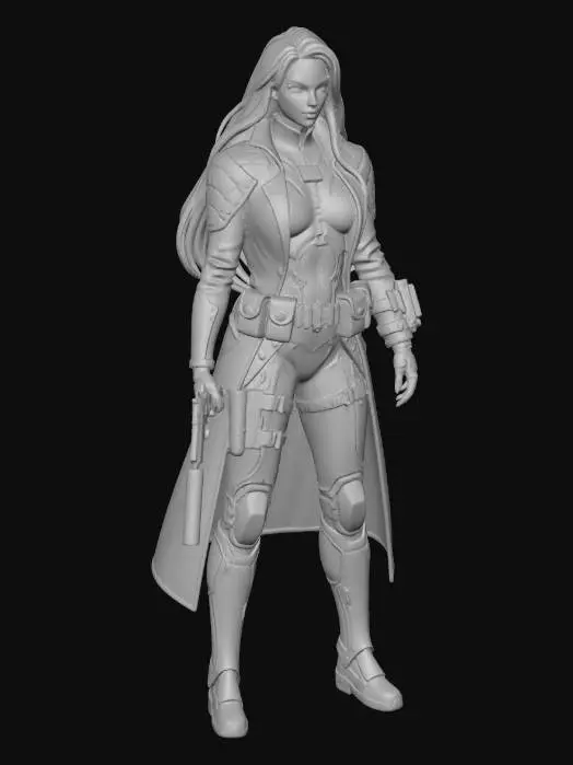 3D model for Kitty in stealth armor and coat