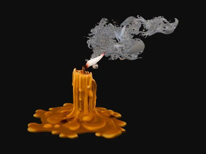 3D model for burning candle w-smoke