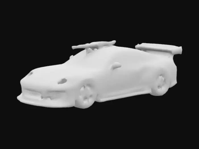 3D model for porche 911 with widebody kit.2 mini guns mounted to the hood large racing wing. NASCAR mesh for windows