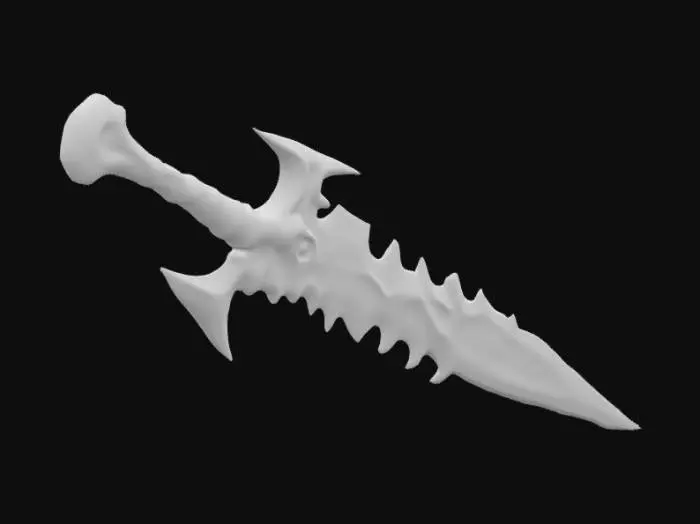 3D model for The Black Maw
Description: A cursed blade, formed from the molten core of Drakthar itself. The Black Maw does not cut flesh—it devours it, absorbing the very essence of those it slays. The wielder gains strength with each soul consumed, but the sword whispers in the night, urging its master to feed it more.
Appearance: A jagged, pitch-black blade, its edge lined with runes that flicker like dying embers. When it strikes, shadows seem to stretch unnaturally from its wound.