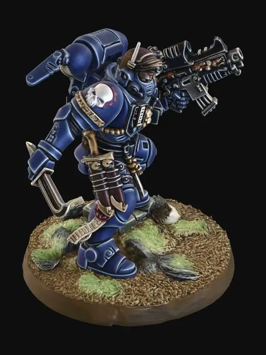 3D model for Blue Ultramarine Space Marine with Bolter