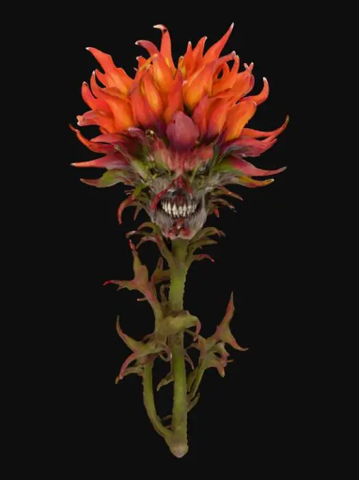 3D model for single evil flower head, scary, ultra realistic, 8k, #Halloween2025#