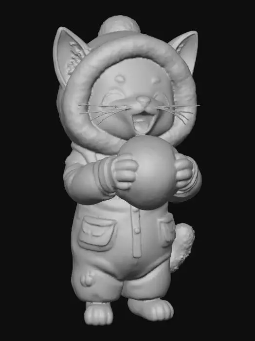 3D model for Cartoon kitten in a snowsuit holding a snowball, ultra realistic, 8k, #Christmas2025#