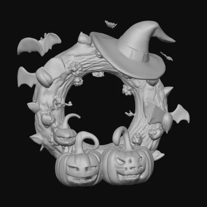 3D model for Haunted Harvest Wreath, #Halloween2025#