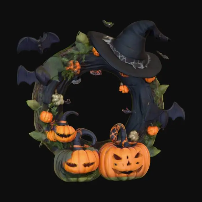 3D model for Haunted Harvest Wreath, #Halloween2025#