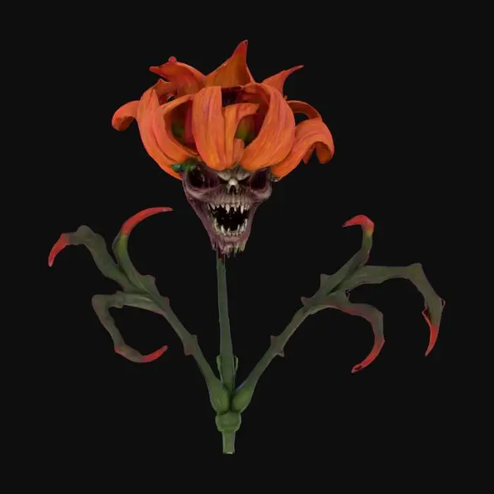 3D model for single evil flower head, scary, ultra realistic, 8k, #Halloween2025#