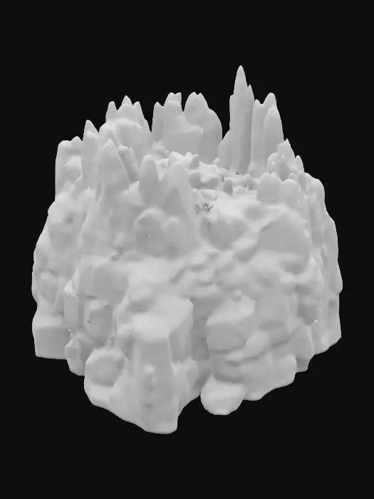 3D model for a rocky outcropping with moss growing over it