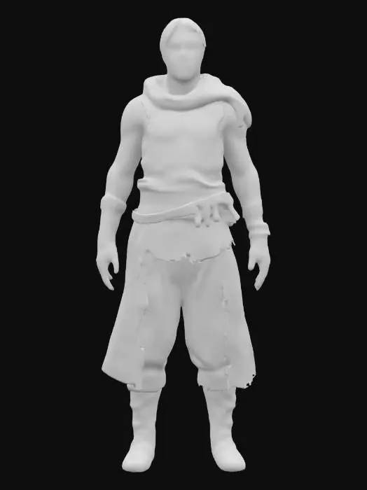3D model for Young male, rugged, outcast. Lives in the woods and wears a thick gambeson tunic. His boots are grimy, the man is particularly weak and skinning looking. This is concept art for one of the weakest enemies in the game, the Desperate Exile. A-Pose, medieval,