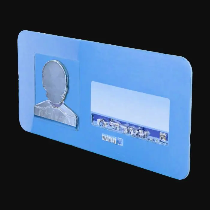 3D model for une carte d'identification générique sur un fond bleu.