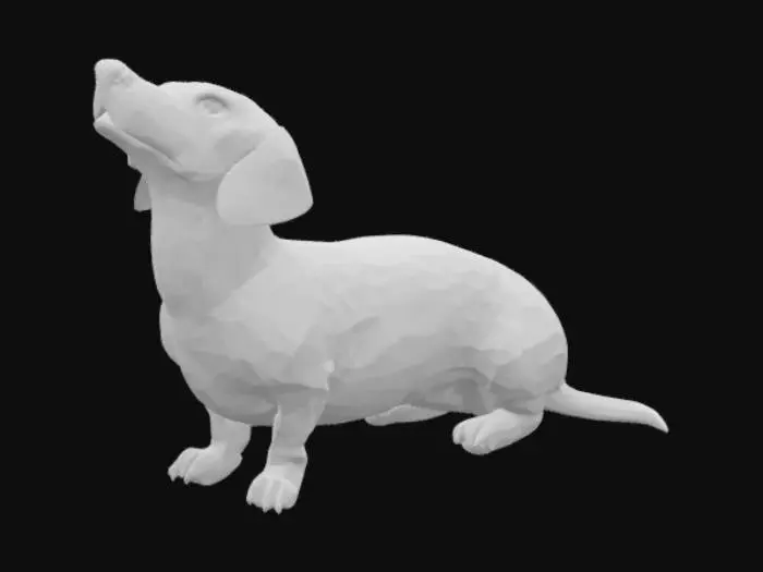 3D model for Dachshund sitting and looking up, pure bred, realistic, detailed