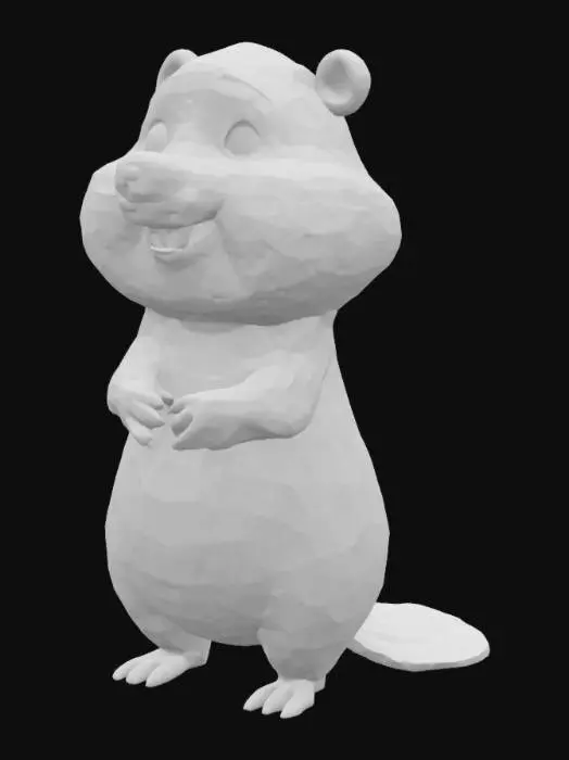 3D model for [OREGON] Adorable 3D cartoon-style beaver with a rounded body, smooth textures, small dot eyes, and a friendly closed-mouth smile. Flat Beaver tail. Chubby cheeks, flat tail, and prominent front teeth, sitting or standing upright in a playful pose. Soft brown fur with subtle shading, small rounded ears, and simplified limbs. Stylized like a toy or animated character, with proportions similar to a plush figure or children’s mascot, #AroundTheWorld#