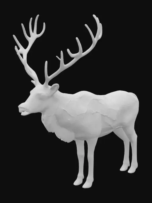 3D model for [Norway] Realistic Arctic Reindeer, with a glowing Red Nose, standing in the snow, with a string of Christmas Lights wrapped around him, #AroundTheWorld#