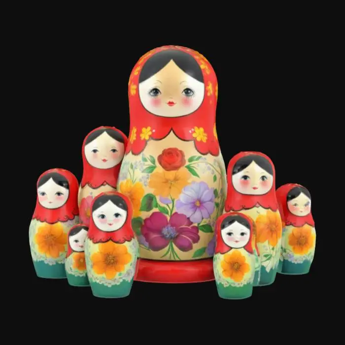 3D model for [Russia] Matryoshka dolls, colorful, Cute, Different sizes around the biggest one, #AroundTheWorld#