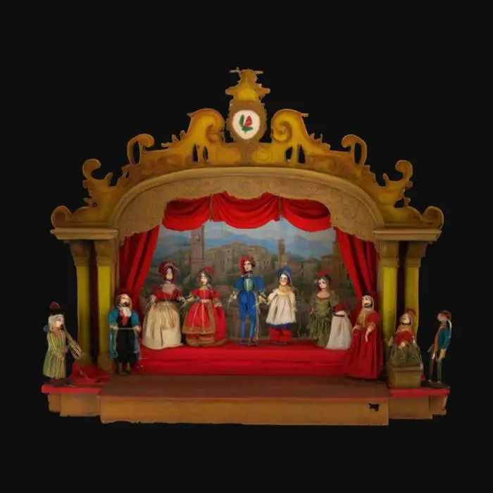 3D model for [Sicily] Italian marionettes, Beautiful colors, Little Marionette theatre stage, renaissance era, #AroundTheWorld#