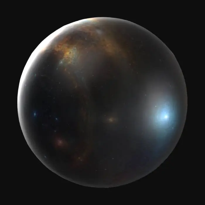 3D model for Create a realistic and cinematic 3D animation of a transparent crystal sphere containing the entire Milky Way galaxy. The galaxy should be scientifically accurate, with clearly visible spiral arms—including Orion, Perseus, Sagittarius, and Centaurus—along with star dust, nebulae, and millions of glowing stars in slow motion. The sphere should rest on a dark surface, with soft reflections and ambient lighting that highlights every detail. Add a subtle zoom-in and slow rotation effect to the sphere, making the viewer feel like the galaxy is alive inside it. Use a photorealistic style, ultra HD resolution, fluid motion, and a mysterious, immersive atmosphere.

