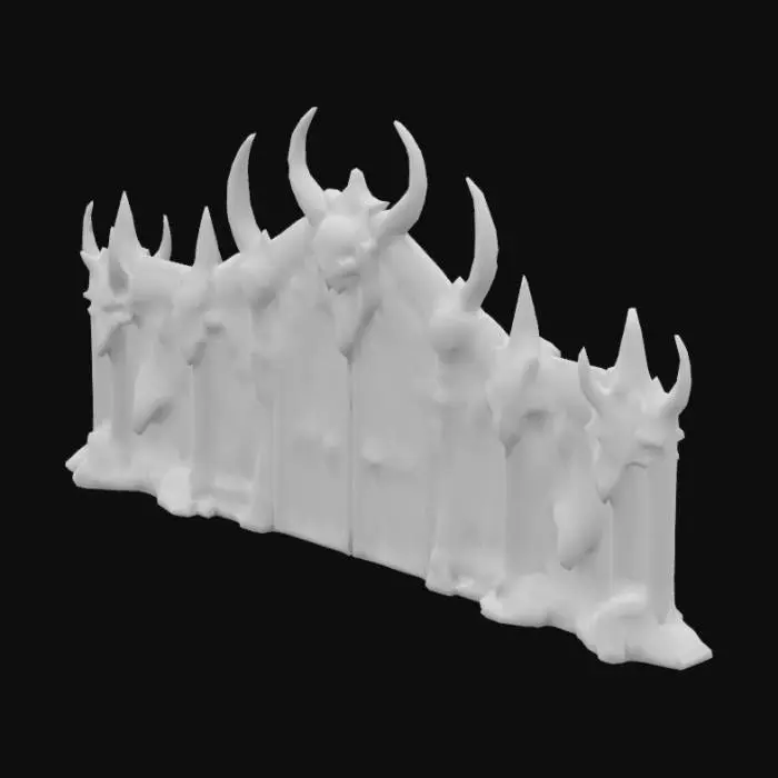 3D model for doomgates, black stone, demon on each side, red eys, red laser energie,
devil ornement,