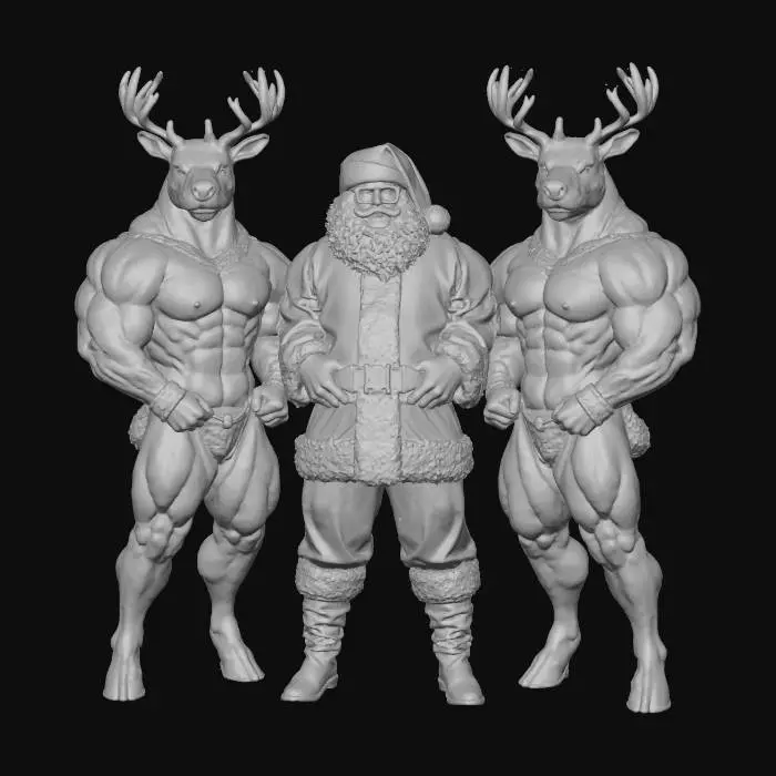3D model for Santa Claus and muscular reindeer, #Christmas2025#