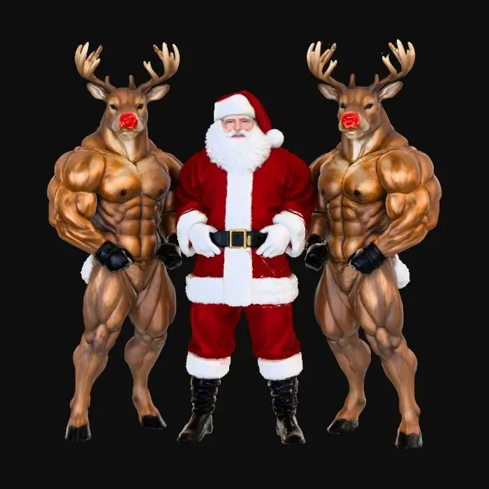 3D model for Santa Claus and muscular reindeer, #Christmas2025#