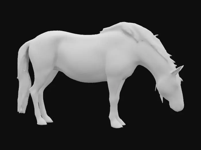 3D model for realistic grazing horse, highly detailed

